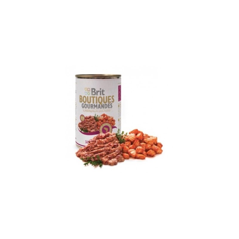 Brit Boutiques Gourmandes bucatele de Somon 400g pateu